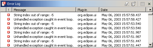 The Error Log view